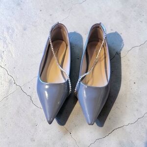 C. Paravano Elegant Gray Flats with Rhinestone Detail